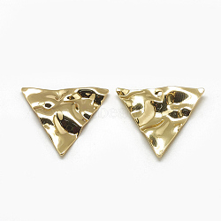 Brass Pendants, Triangle, Real 18K Gold Plated, 22.5x26x1mm, Hole: 1mm(KK-T032-116G)