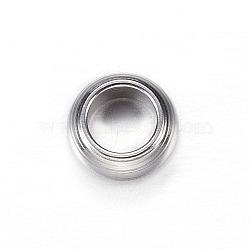 201 Stainless Steel Beads, Ring, Stainless Steel Color, 5x2mm, Hole: 3mm(STAS-P093-04)