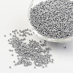 12/0 Grade A Round Glass Seed Beads, Baking Paint, Silver, 12/0, 2x1.5mm, Hole: 0.7mm, about 30000pcs/bag(SEED-Q009-FJX34)