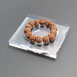 Square Transparent Acrylic Single Bracelet/Bangle Display Tray, Bracelet Jewelry Organizer Holder, Clear, 12x12x1.4cm, Slot: 2cm(BDIS-I003-01A)