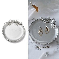 Resin Retro Jewelry Tray, Storage Display Plate for Earring Necklace Bracelet, Bowknot, Round, 100x96x19mm, Inner Diameter: 88mm(DJEW-I018-01B)
