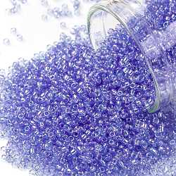 TOHO Round Seed Beads, Japanese Seed Beads, (168) Transparent AB Light Sapphire, 15/0, 1.5mm, Hole: 0.7mm, about 3000pcs/10g(X-SEED-TR15-0168)