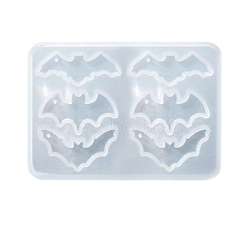 DIY Halloween Themed Pendant Food Grade Silicone Molds, Resin Casting Molds, Bat, 57x80x2mm, Inner Diameter: 30~32x12~16mm(HAWE-PW0001-004A)