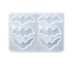 DIY Halloween Themed Pendant Food Grade Silhouette Silicone Molds, Resin Casting Molds, Bat, 57x80x2mm, Inner Diameter: 30~32x12~16mm(HAWE-PW0001-004A)