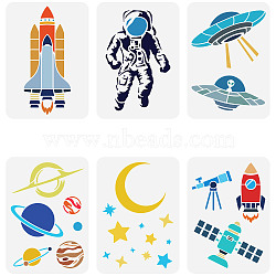 6Pcs 6 Styles PET Hollow Out Drawing Painting Stencils, for DIY Scrapbook, Photo Album, Universe Pattern, Space Theme Pattern, 297x210mm, 1pc/style(DIY-WH0394-0005)