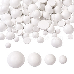 120Pcs 4 Styles Spray Painted White Wood Cabochons, Half Round, White, 30pcs/style(WOOD-TA0001-52)