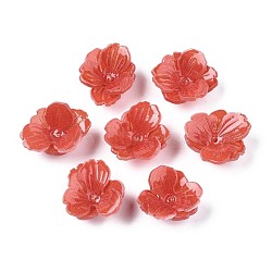 Plastic Beads, Flower, Tomato, 14x14x7mm, Hole: 0.7mm(KY-N015-026)