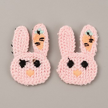 Animal Polyester Knitted Appliques, Costume Hat Bag Ornament Accessories, Rabbit Pattern, 42.5x27.5x2.5mm