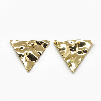 Brass Pendants, Triangle, Real 18K Gold Plated, 22.5x26x1mm, Hole: 1mm
