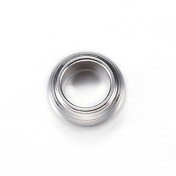201 Stainless Steel Beads, Ring, Stainless Steel Color, 5x2mm, Hole: 3mm