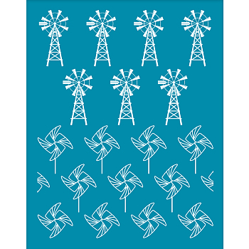 Silk Screen Printing Stencil, for Painting on Wood, DIY Decoration T-Shirt Fabric, Windmill Pattern, 100x127mm