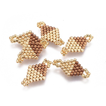 MIYUKI & TOHO Handmade Japanese Seed Beads Links, Loom Pattern, Rhombus, Sienna, 19~20x10~11x1.8mm, Hole: 1.5mm