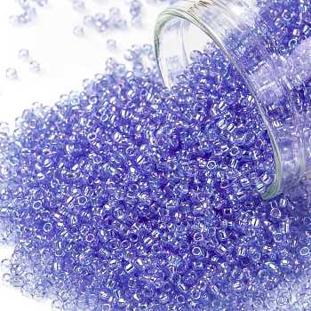 TOHO Round Seed Beads, Japanese Seed Beads, (168) Transparent AB Light Sapphire, 15/0, 1.5mm, Hole: 0.7mm, about 3000pcs/10g