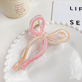 Enamel Bowknot Plastic Large Claw Hair Clips, for Women Girl Thick Hair, Pink, 70x130mm