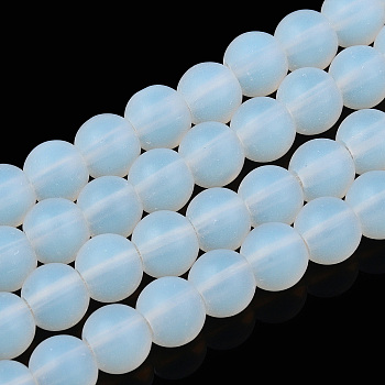Imitation Opalite Glass Beads Strands, Frosted, Round, WhiteSmoke, 6~6.5mm, Hole: 1.4mm, about 67~70pcs/strand, 14.76 inch~15.16 inch(37.5~38.5cm)