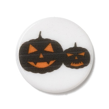 Halloween Series Acrylic Cbabochons, Black, Pumpkin, 25x3mm