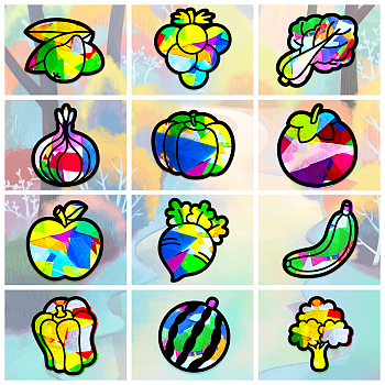 Suncatcher Craft Set, for Kids Window Paint Art Painting, Fruit Pattern, 19.9~21x7.6~21cm, about 12pcs/set