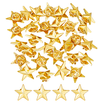 30Pcs Zinc Alloy Star Brooch, Men's Shirt Collar Pins, Golden, 20x20.5x4.5mm