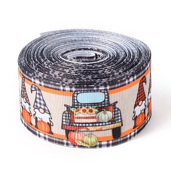 Polyester Grosgrain Ribbon, Single Face Printed Pattern, for DIY Handmade Craft, Festival Party, Gift Decoration , Christmas Themed Pattern, 1-1/2 inch(38mm), 10 yards/roll(9.14m/roll)