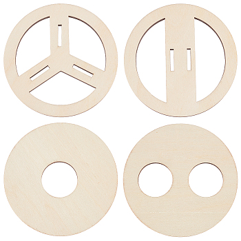 2 Sets Plywood Candle Wick Holders, Centering Devices for Candle Making, Round, Blanched Almond, 75x5mm, Inner Diameter: 23mm