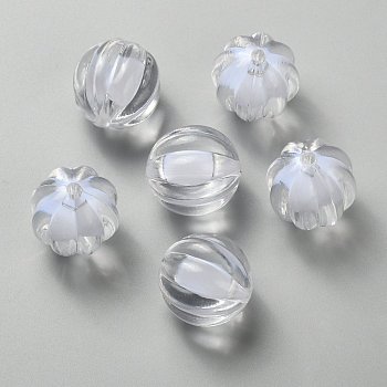 Transparent Acrylic Beads, Bead in Bead, Round, Pumpkin, Clear, 22mm, Hole: 3mm, about 140pcs/500g