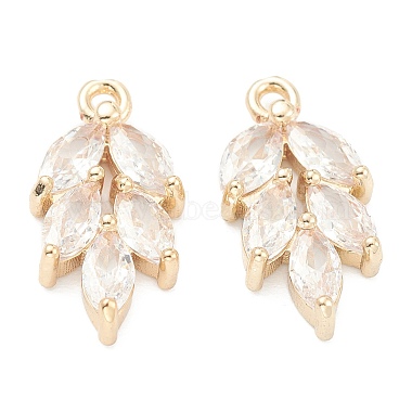 Real 14K Gold Plated Clear Leaf Brass+Cubic Zirconia Pendants