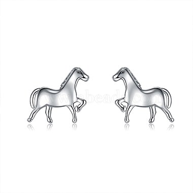 Rhodium Plated Sterling Silver Stud Earrings(EJEW-BB67168-P)-2