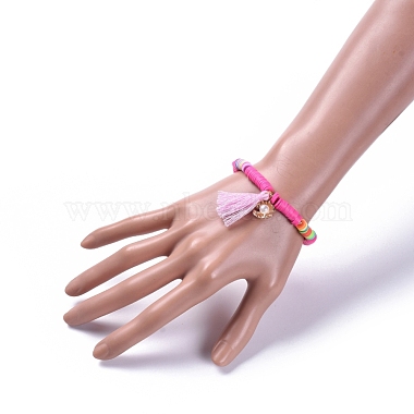 Handgemachte Polymer Clay heishi Perlen Stretch Armbänder(BJEW-JB05088-04)-5