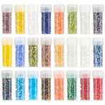 120G 24 Styles Round Hole Glass Bugle Beads, Mixed Color, 2~5x1.5~2mm, Hole: 0.8mm, about 133pcs/5g, 5g/style(SEED-HY0001-22)