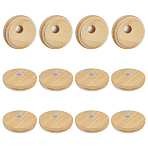 Bamboo Cup Lids, Reusable Sealer Covers, with Silicone Ring, Navajo White, 70x18mm, Hole: 9.5mm(DIY-WH0128-41C)