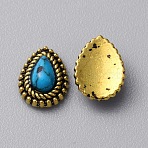 Zinc Alloy Cabochons, with Plastic Beads, Nail Art Decoration Accessories for Women,  Antique Golden, Teardrop, 9x6.5x3mm(MRMJ-WH0320-05K-01)