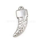 304 Stainless Steel Pendants, Hammered Wolf Tooth Charms, Stainless Steel Color, 23x13.5x4.5mm, Hole: 1.6mm(SA-CBA31B1-04P)