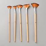 5Pcs 5 Styles Sector Fan Painting Brush, Nylon Hair Brushes with Wooden Handle, for Watercolor Painting Artist Professional Painting, Moccasin, 188~204x22~45x5~7.5mm, 1pc/style(AJEW-WH20022-76)
