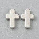 CCB Plastic Beads, Cross, Platinum, 13x9x3mm, Hole: 1.5mm(CCB-WH0011-01)