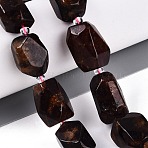 Natural Orange Garnet Beads Strands, Faceted, Nuggets, with Seed Beads, 14~25x10~18x10~18mm, Hole: 1~1.4mm, about 17~21pcs/strand, 15.55~16.54 inch(39.5~42cm)(G-N362-07A-02)