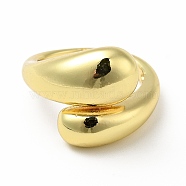 Brass Teardrop Open Cuff Ring for Women, Lead Free & Cadmium Free, Golden, US Size 5 1/4(15.9mm)(RJEW-A008-03G)