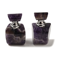 Natural Amethyst Dropper Perfume Bottles, with Stainless Steel Color Tone 304 Stainless Steel Findings, SPA Aromatherapy Essemtial Oil Empty Bottle, 3.2~3.25x3.5x5.95~6cm(DJEW-H010-02P-01)