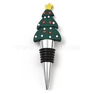 Christmas Theme Aluminium Alloy & PVC Wine Bottle Stoppers, for Winebottle, Christmas Tree, 114.5x35x20mm(FIND-Q091-01C)