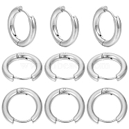 12 Pairs 202 Stainless Steel Huggie Hoop Earrings with 316 Surgical Stainless Steel Pins, Stainless Steel Color, 10 Gauge, 14.5x14x2.5mm, Pin: 1mm(EJEW-SC0001-40P)
