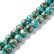 Assembled Natural Imperial Jasper & Synthetic Opal Beads Strands, Dyed, Round, Blue, 10mm, Hole: 1.2mm, about 40pcs/strand, 15.94''(40.5cm)(G-K317-A26-01)