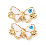 Alloy Enamel Links Connector Charms, Golden, Deep White, Butterfly, 10x17.5x2mm, Hole: 1.6mm(ENAM-S003-01I)