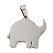 304 Stainless Steel Pendants, Stamping Blank Tag, Elephant Charm, Stainless Steel Color, 22x25x1mm, Hole: 6.5x4mm(STAS-C079-13P)