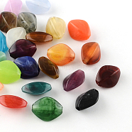 Rhombus Imitation Gemstone Acrylic Beads, Mixed Color, 16.5x13x8mm, Hole: 2mm(X-OACR-R037A-M)