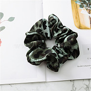 Leopard Print Pattern Cloth Elastic Hair Accessories, for Girls or Women, Scrunchie/Scrunchy Hair Ties, Pale Turquoise, 120mm(OHAR-PW0007-45E)