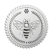 Custom Silver Foil Embossed Picture Sticker, Award Certificate Seals, Metallic Stamp Seal Stickers, Flower with Word Honor Roll, Bees Pattern, 5cm, 4pcs/sheet(DIY-WH0336-008)
