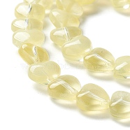 Transparent Glass Beads Strand, Heart, Champagne Yellow, 7.5~8.5x8~8.5x4~4.5mm, Hole: 1mm, about 44~45pcs/strand, 12.56~12.87 inch(31.9~32.7cm)(GLAA-F112-01D)