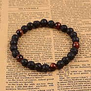 Natural Lava Rock Beaded Stretch Bracelets, with Tiger Eye Beads, 60mm(BJEW-F188-23)