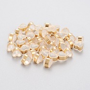 Eco-Friendly Plastic Ear Nuts, Earring Backs, with 304 Stainless Steel Findings, Heart, White, Golden, 5.5x6x5~5.5mm, Hole: 1.2~1.4mm(STAS-K203-04A-G)