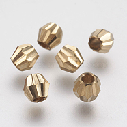 Faceted Brass Beads, Bicone, Raw(Unplated), 4x4mm, Hole: 2mm(KK-F736-05C)