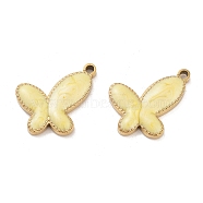 Ion Plating(IP) 304 Stainless Steel Enamel Pendants, Butterfly Charm, Golden, Lemon Chiffon, 12.5x16x2mm, Hole: 1.5mm(STAS-I309-01F)